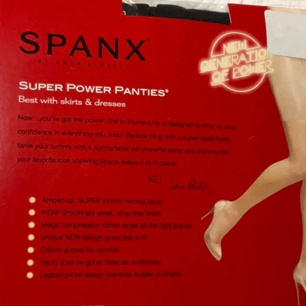 SPANX Super Power Panties in Black. Size B. NIOP. Each.